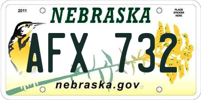 NE license plate AFX732