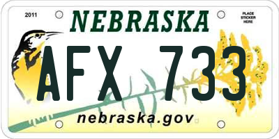 NE license plate AFX733