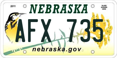 NE license plate AFX735