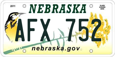 NE license plate AFX752