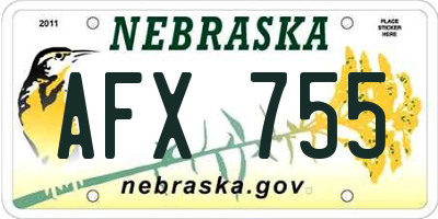 NE license plate AFX755