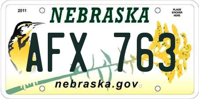 NE license plate AFX763