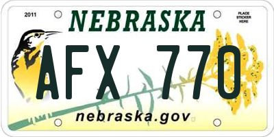 NE license plate AFX770