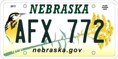 NE license plate AFX772