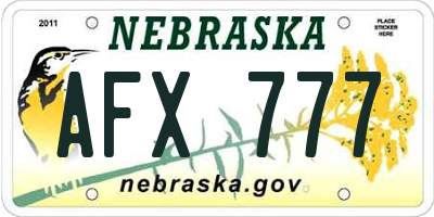 NE license plate AFX777