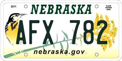 NE license plate AFX782