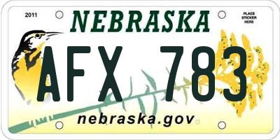 NE license plate AFX783