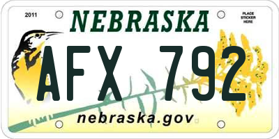 NE license plate AFX792
