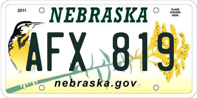 NE license plate AFX819