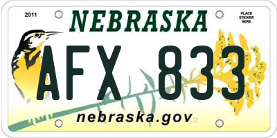 NE license plate AFX833