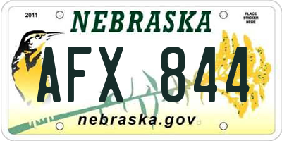 NE license plate AFX844