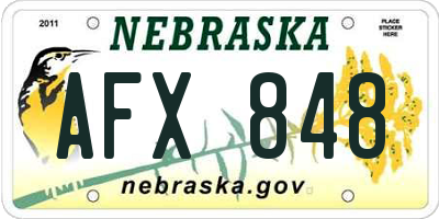 NE license plate AFX848