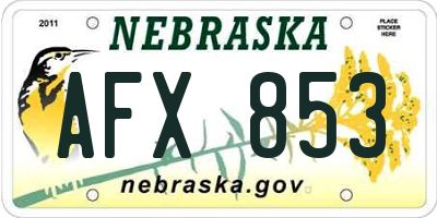 NE license plate AFX853
