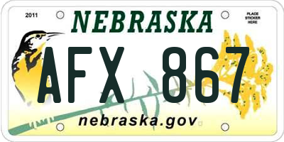 NE license plate AFX867