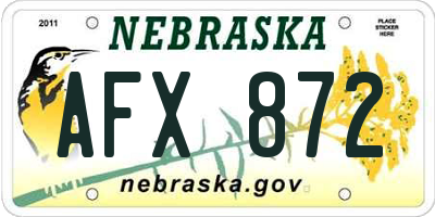 NE license plate AFX872