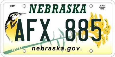 NE license plate AFX885