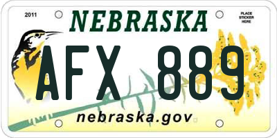 NE license plate AFX889