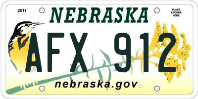 NE license plate AFX912