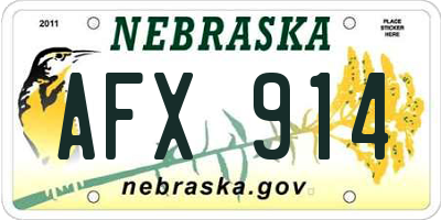 NE license plate AFX914