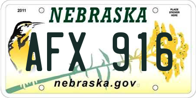 NE license plate AFX916