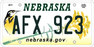 NE license plate AFX923