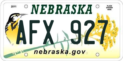 NE license plate AFX927