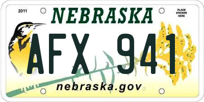 NE license plate AFX941