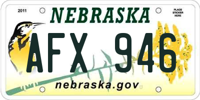NE license plate AFX946