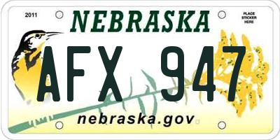 NE license plate AFX947
