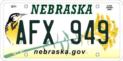 NE license plate AFX949