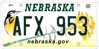 NE license plate AFX953