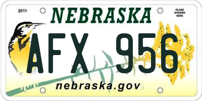 NE license plate AFX956