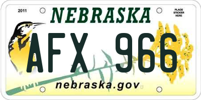 NE license plate AFX966