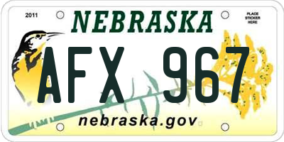 NE license plate AFX967