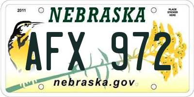 NE license plate AFX972