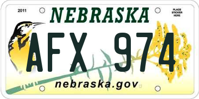 NE license plate AFX974