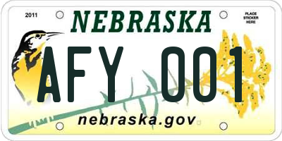 NE license plate AFY001