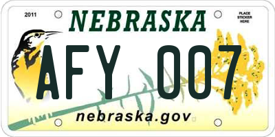 NE license plate AFY007