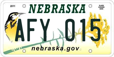 NE license plate AFY015