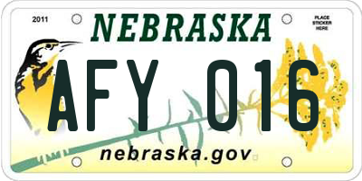 NE license plate AFY016