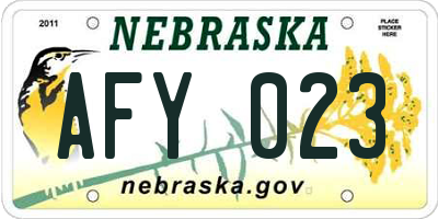NE license plate AFY023