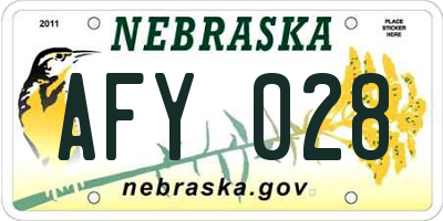 NE license plate AFY028