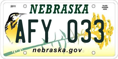 NE license plate AFY033
