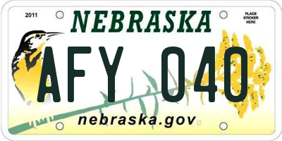 NE license plate AFY040