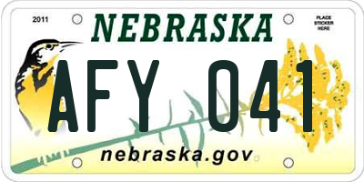 NE license plate AFY041
