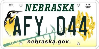 NE license plate AFY044