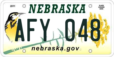 NE license plate AFY048
