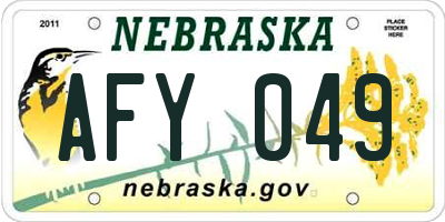 NE license plate AFY049