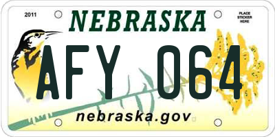 NE license plate AFY064