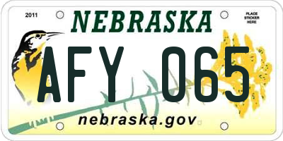 NE license plate AFY065